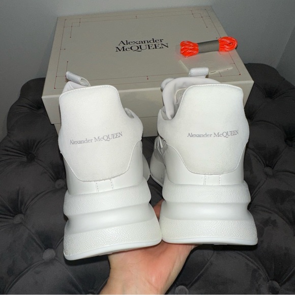 New Size 46 Alexander McQueen Sneakers White Silver - Picture 5 of 14